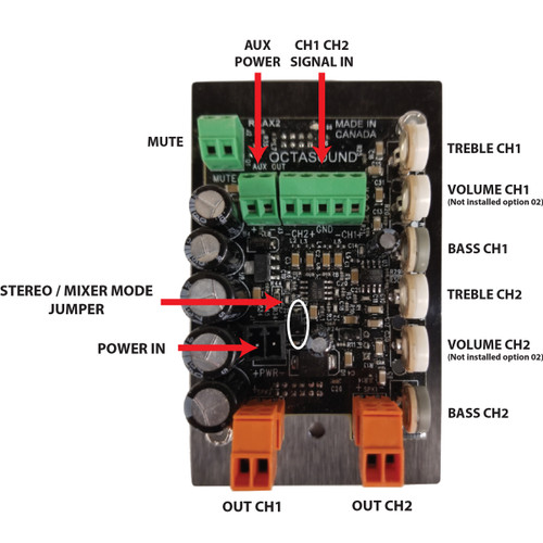 Octasound RAAX2-02 2-Channel Remote Power Amplifier with Front Volume Controls
