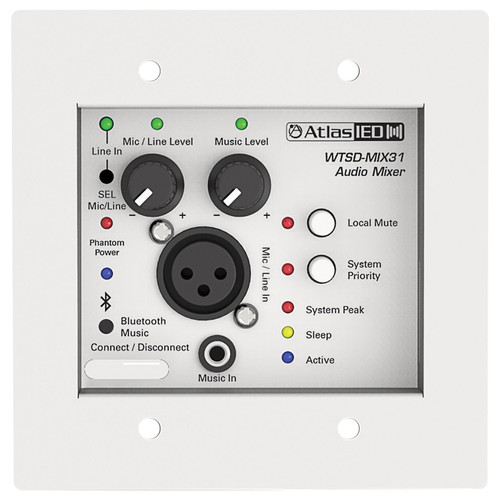 AtlasIED WTSD-MIX31K Indoor Outdoor 3x1 Analog Wall Mic/Line/Bluetooth/Aux Mixer
