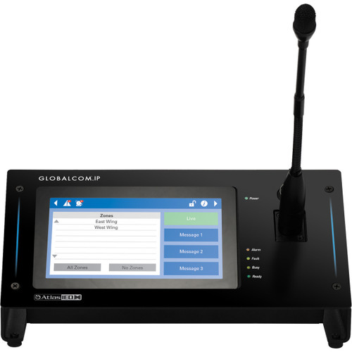 AtlasIED IPCSDTOUCH-G Touch Screen Dante Digital Communication Station with Gooseneck Microphone