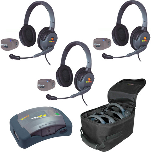 Eartec UPMX4GD3 UltraPAK 3-Person Wireless Intercom System with Max4G Double Headsets (Discontinued)