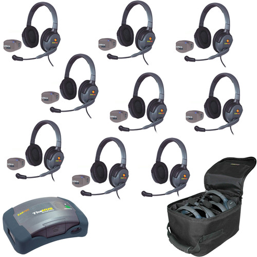 Eartec UPMX4GD9 UltraPAK 9-Person Wireless Intercom System with Max4G Double Headsets (Discontinued)