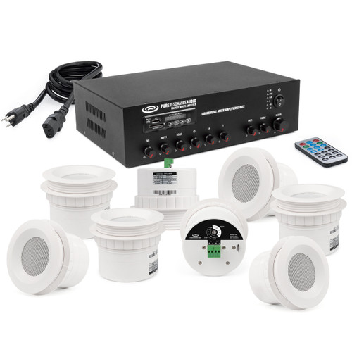 Retail Store Sound System with 8 C3 Ceiling Speakers and MA60BT 60W Bluetooth Mixer Amplifier