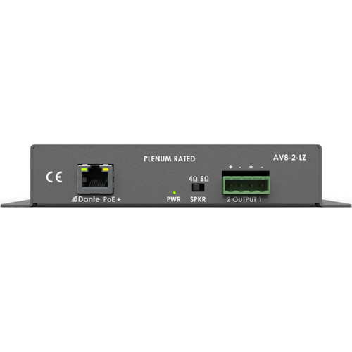 Stewart Audio AV8-2-LZ-D 2-Channel Dante Subcompact PoE+ Amplifier
