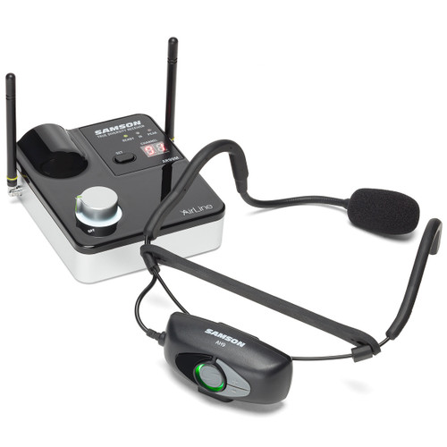Weight Room Sound System with 2 JBL IRX112BT Powered Bluetooth Speakers and Samson AirLine 99m AH9 Fitness Headset