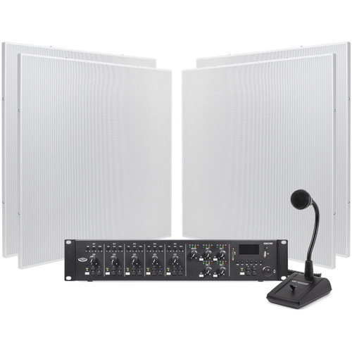 Office Sound System with 18 Pure Resonance Audio SP8 8" Ceiling Tile Speakers, RZMA120BT 120W 4-Zone Bluetooth Mixer Amplifier and PTT1 Paging Microphone (Discontinued Components)