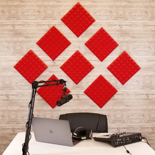 Gator GFW-ACPNL1212PRED-2PK 12 x 12" Acoustic Pyramid Panels, Red (2-Pack)