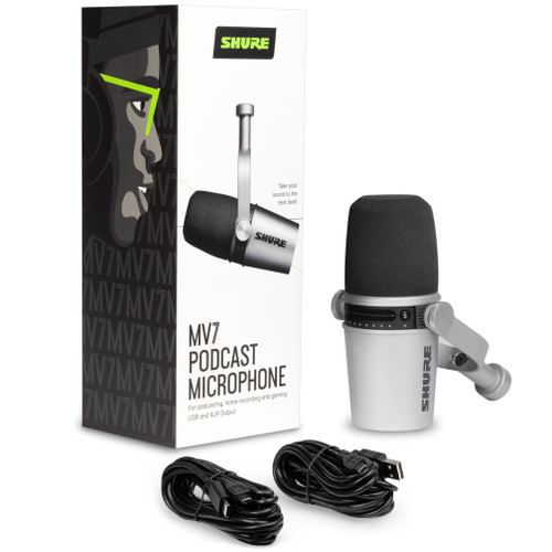 Shure MV7 Unidirectional Dynamic Podcast Microphone - Silver (Discontinued)