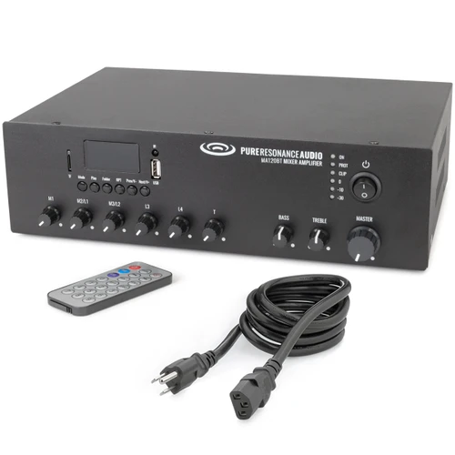 Paging Sound System with an S10 10" All-Weather Speaker, MA120BT 120W Bluetooth Mixer Amplifier and PTT1 Push-to-Talk Microphone