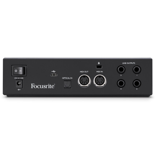 Back of Focusrite Clarett+ 2Pre Audio Interface