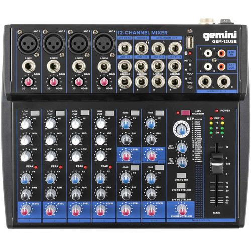 Gemini GEM-12USB Compact 12-Channel Bluetooth Mixer