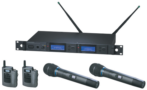 Audio-Technica AEW-5415a Dual Wireless Microphone System with Two Bodypacks and Two Handhelds (Discontinued)