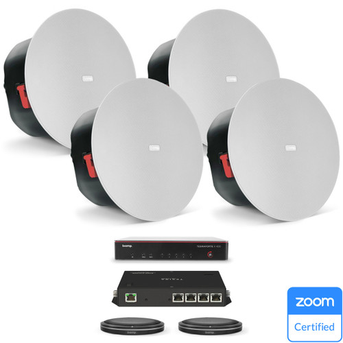 Biamp MRB-L-X400-T Large Meeting Room Bundle with TesiraFORTE X 400 and Black Table Microphones