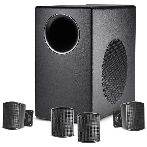 Restaurant Sound System with JBL Control 50 Subwoofer-Satellite Speaker System, Rackmount Bluetooth Mixer Amplifier and Volume Control