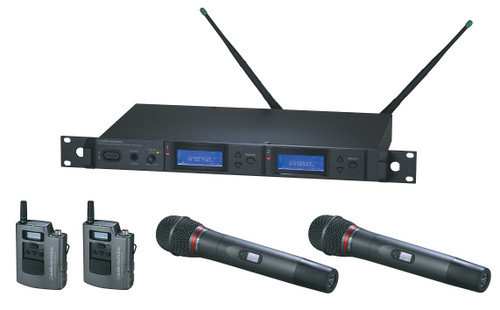 Audio-Technica AEW-5416a Dual Wireless Microphone System with Two Bodypacks and Two Handhelds (Discontinued)