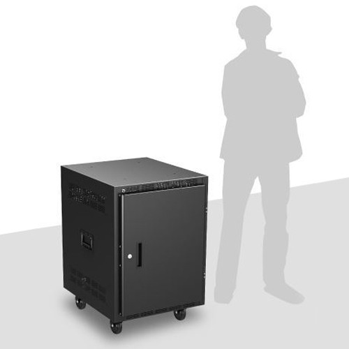 AtlasIED RX14-25SFD 25" Deep 14 RU Mobile Equipment Rack with Casters, Side Handles and Solid Doors