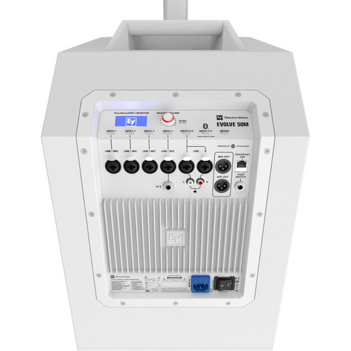 Electro-Voice EVOLVE 50M 1000W Portable Powered Bluetooth Column System with Built-In 8-Channel Digital Mixer and QuickSmart Link - White