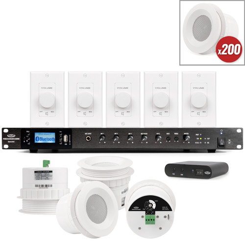 Multi-Floor Medical Facility Sound Masking System with 200 Ceiling Speakers, Sound Masking Generator and Volume Controls for up to 50,000SF