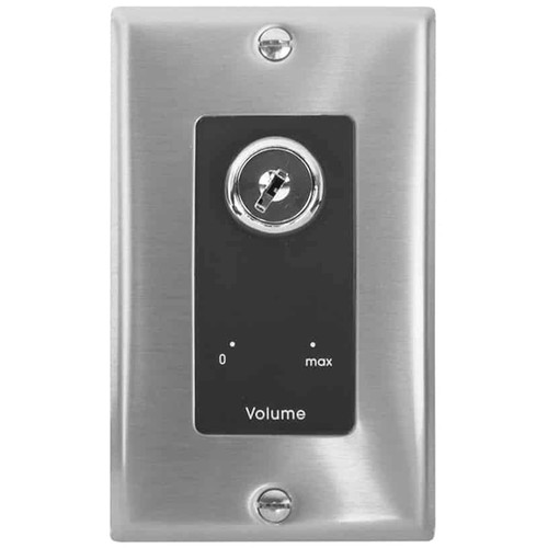 Lowell KL100-DSB Keylock Series 100W Volume Control with Key Switch - Stainless Steel and Black