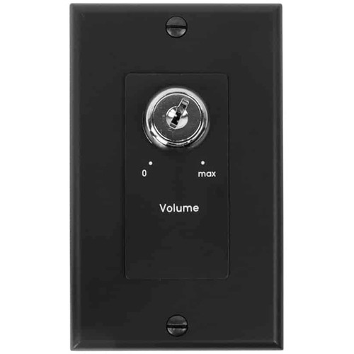 Lowell KL100-DB Keylock Series 100W Volume Control with Key Switch - Black