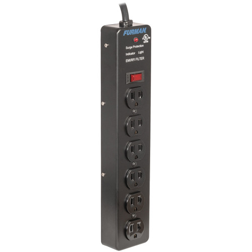 Furman SS-6 Vertical 6 Outlet Steel Power Block with Standard Level Surge Protection 