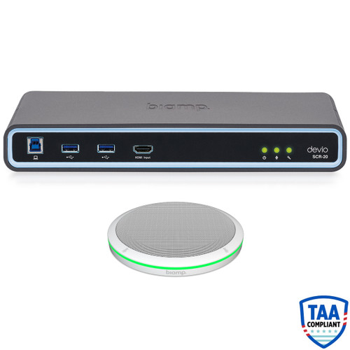 Biamp Devio SCR-20TX Web-Based Conferencing Hub with TTM-XEX Tabletop Microphone - White