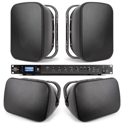 Office Audio System with 4 S6.1 6.5" Premium 70V Surface Mount Speakers and RMA240BT 240W Rack Mount Bluetooth Mixer Amplifier