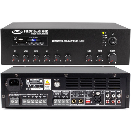 Pure Resonance Audio MA60BT Bluetooth Mixer Amplifier Front and Back