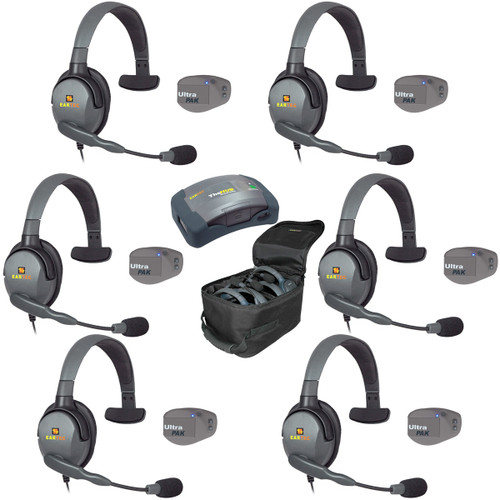 Eartec UPMX4GS6 UltraPAK 6-Person Intercom System with Max4G Single Headsets (Discontinued)