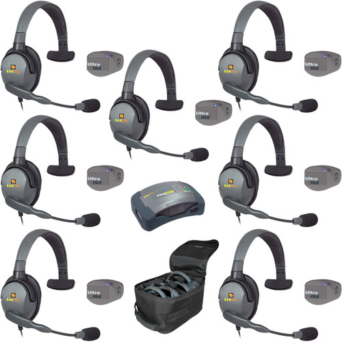 Eartec UPMX4GS7 UltraPAK 7-Person Intercom System with Max4G Single Headsets (Discontinued)