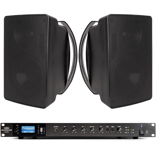 Meeting Room Sound System with 2 S6 6.5" 70V Surface Mount Speakers and RMA240BT 240W Rack Mount Bluetooth Mixer Amplifier
