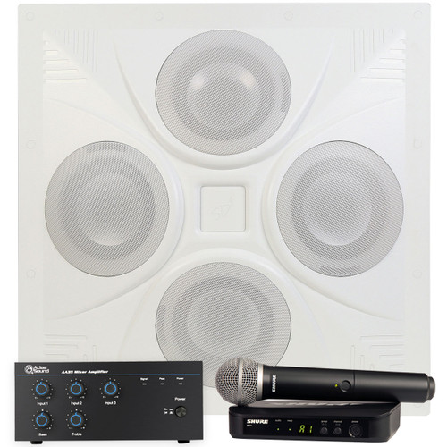 Wireless Classroom Sound System with Ceiling Speaker AtlasIED AA35 Mixer Amplifier and Shure Wireless Microphone