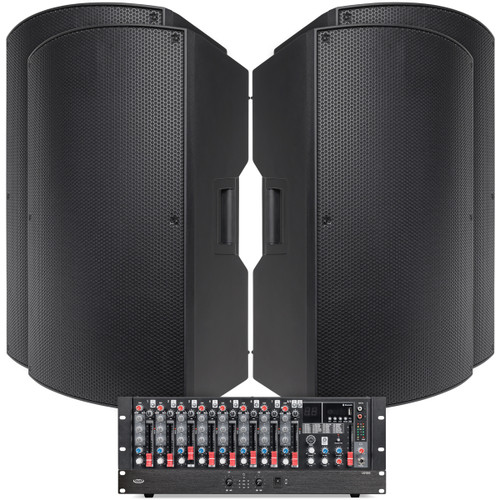 Fitness Audio System with 4 P115 15" Passive PA Speakers, MX9 9-Channel Mixer and LA21000 1000W Power Amplifier