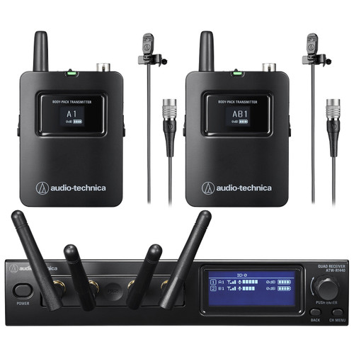 Audio-Technica ATW-1421/L System 20 PRO Dual Digital Wireless Microphone System with Lavalier Microphones
