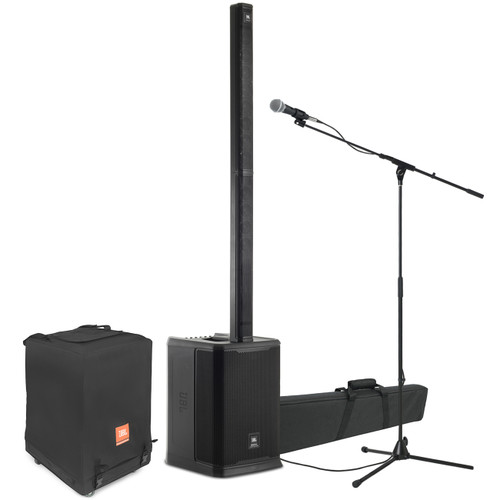 JBL Live Sound System with PRX ONE All-in-One Powered Speaker with Bluetooth, Microphone and Speaker Transporter