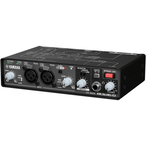 Yamaha RUio16-D Dante, Analog, and USB Audio Interface with VST-Rack Software