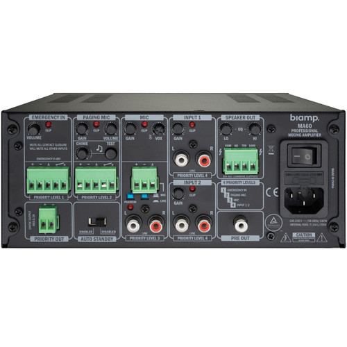Biamp MA60 60W 70V/100V Single-Channel Class D Mixing Power Amplifier