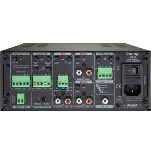 Biamp MA30 30W 70V/100V Single-Channel Class D Mixing Power Amplifier