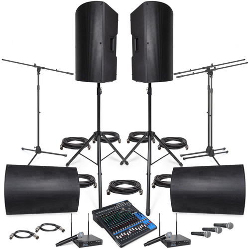 Live Music Sound System with 4 A115 15-inch Active Bluetooth Speakers