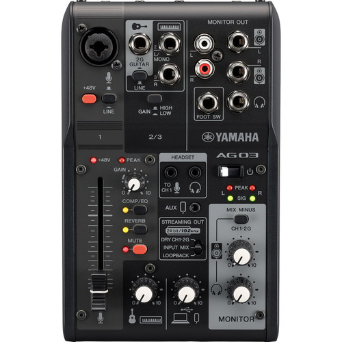 Yamaha AG03MK2 3-Channel Live‑Streaming Mixer and USB Audio Interface - Black