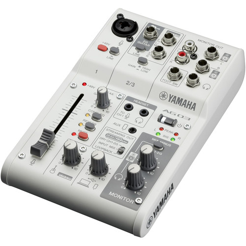 Yamaha AG03MK2 LSPK Complete Live Streaming Kit with USB Mixer, Condenser Microphone and Headphones Set - White