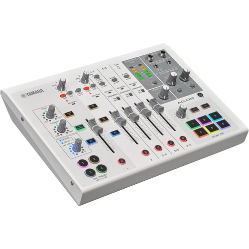 Yamaha AG08 8-Channel Live Streaming Mixer with USB Audio Interface and DSP Effects - White
