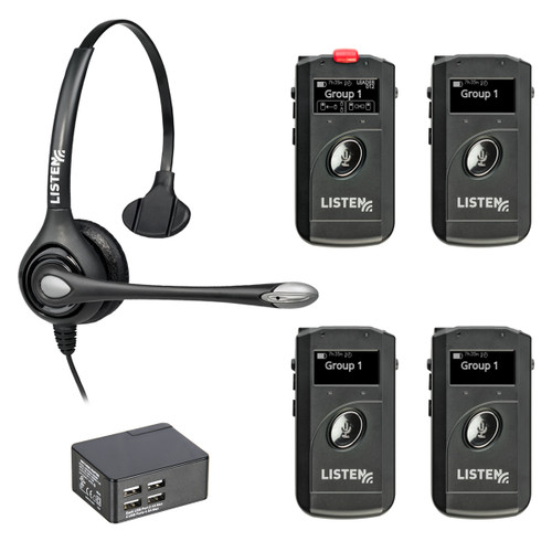 Listen Tech LKS-1 ListenTALK Base-4 Two-Way Wireless Communication System Package