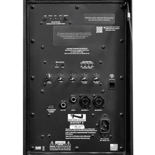 Anchor Audio Bigfoot 3 Pro Emergency Portable PA System with Bluetooth, Two Wireless Microphones and Weatherproof Cover