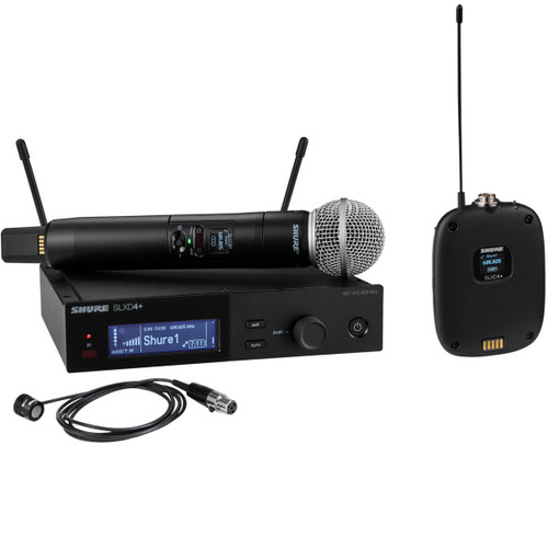 Digital Conference System with SD5 SuperDispersion Ceiling Speaker Array, RMA240BT Rack Mount Bluetooth Mixer Amplifier and Shure Microflex Complete Wireless System