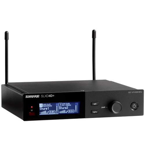 Shure SLXD4D+ Dual Channel Digital Wireless Receiver - Band G57 (470 - 608 MHz)