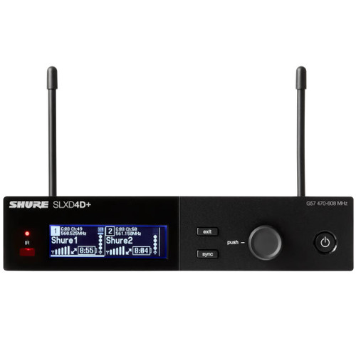Shure SLXD4D+ Dual Channel Digital Wireless Receiver - Band G57 (470 - 608 MHz)