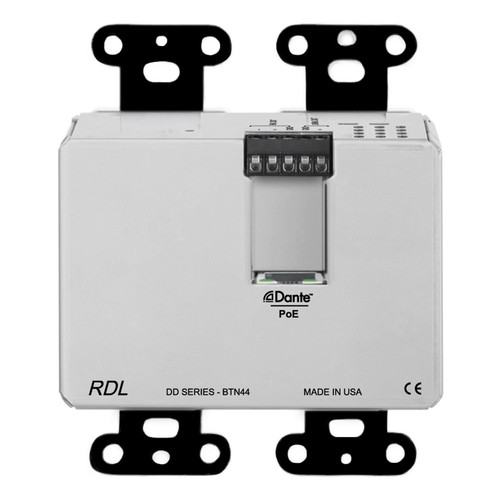 RDL DDB-BTN44 Wall-Mounted Bi-Directional Dante Audio Interface with Bluetooth and PoE - Black
