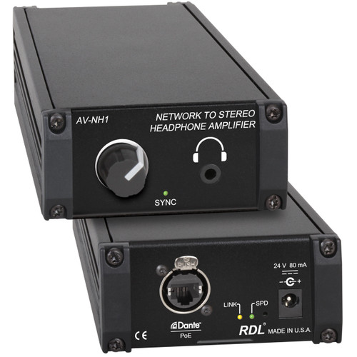 RDL AV-NH1 Dante Network to Stereo Headphone Amplifier