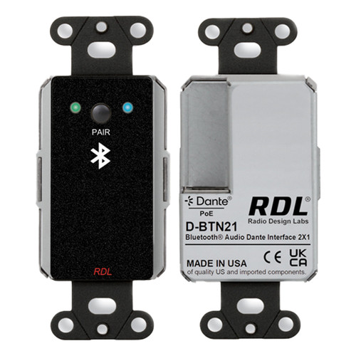 RDL DB-BTN21 Bluetooth Audio Dante Network Interface - Black