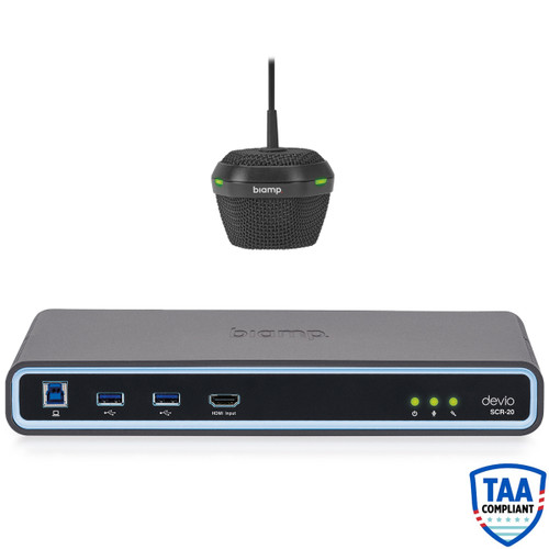 Biamp Devio SCR-20C Conference Room System with SCR-20 Hub and DCM-1 Ceiling Microphone - Black